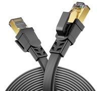 deleyCON 10m Cavo LAN Piatto CAT8.1 Cavo di Rete Conduttore in Rame Cavo Patch da 40 Gbit 2000 MHz Cavo Gigabit Ethernet Cavo RJ45 LAN DSL Cavo CAT.8 - Nero