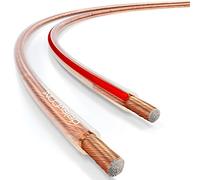 deleyCON 10m Cavo per Altoparlanti 2x 1,5mm² Cavo Box Alluminio Rivestito in Rame CCA 2x48x0,20mm Treccia Marcatura di Polarità - Trasparente