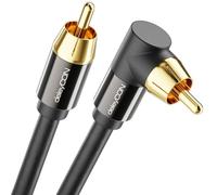 deleyCON 10m Cavo Subwoofer - Connettore Angolato - Cavo Coassiale Cinch RCA - per Subwoofer, Ricevitore AV, Amplificatore HiFi, Impianti HiFi, Soundbar, Altoparlanti Attivi - Nylon Nero