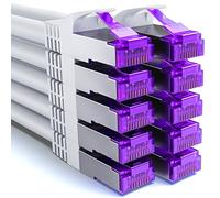 deleyCON 10x 0,25m CAT7 Cavo di Rete - 10 Gigabit - Corto 25cm Cavo Patch RJ45 Cavo Ethernet (Rame, Schermatura SFTP PiMF) LAN DSL Interruttore Modem Router Pannello Patch CAT7 CAT6 CAT5 - Bianco