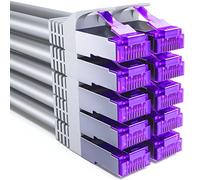 deleyCON 10x 0,25m CAT7 Cavo di Rete - 10 Gigabit - Corto 25cm Cavo Patch RJ45 Cavo Ethernet (Rame, Schermatura SFTP PiMF) LAN DSL Interruttore Modem Router Pannello Patch CAT7 CAT6 CAT5 - Grigio