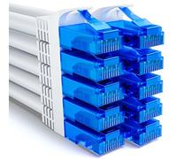 deleyCON 10x 0,25m Set Cavo Rete CAT6 - Cavo LAN CAT-6 RJ45 U-UTP Corto 25cm Patch Ethernet DSL Switch Router Modem Repeater Patchpanel - Bianco