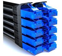 deleyCON 10x 0,25m Set Cavo Rete CAT6 - Cavo LAN CAT-6 RJ45 U-UTP Corto 25cm Patch Ethernet DSL Switch Router Modem Repeater Patchpanel - Nero