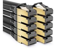 deleyCON 10x 0,5m CAT8.1 Cavo di Collegamento Cavo di Rete Cavo Dati CAT8.1 S/FTP PIMF 2000MHz 40Gbit RJ45 LAN DSL Cavo CAT.8 Cavo Ethernet Connettore RJ45 - Nero