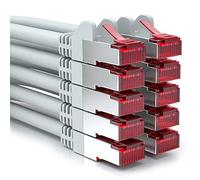 deleyCON 10x 0,5m Cavo Patch CAT6 Schermatura S/FTP PiMF CAT-6 RJ45 Rete Ethernet LAN DSL Switch Router Modem Access Point Patchpanel - Grigio