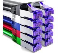 deleyCON 10x 1m CAT7 Cavo di Rete - 10 Gigabit - Cavo Patch RJ45 Cavo Ethernet (Rame, Schermatura SFTP PiMF) LAN DSL Interruttore Modem Router Pannello Patch CAT7 CAT6 CAT5 - Colorato