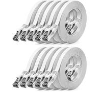 deleyCON 10x 1m Cavo di Rete CAT8 Piatto (40 Gbit/s, Rame) - Cavo LAN Gigabit Ethernet - Sottile Piatto Patch Lungo - Connettori RJ45 Compatibili con CAT8 CAT7 CAT6 - Bianco