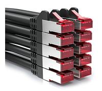 deleyCON 10x 1m Cavo Patch CAT6 Schermatura S/FTP PiMF CAT-6 RJ45 Rete Ethernet LAN DSL Switch Router Modem Access Point Patchpanel - Nero