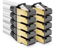 deleyCON 10x 1m Patch CAT8.1 Rete Dati S/FTP PiMF 2000 MHz 40 Gbit RJ45 LAN DSL CAT.8 Ethernet Connettore RJ45 - Bianco