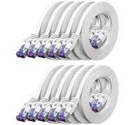 deleyCON 10x 2m Piatto CAT7 Cavo di Rete (CAT 7 con 10 Gbit/s) Gigabit LAN - RJ45 Ethernet Lungo Cavo Patch Lungo Piatto - per Internet Interruttore Router Modem Pannello Patch - Bianco