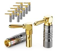 deleyCON 12 Pezzi Spine a Banana Set 90° Angolato - Placcato Oro Avvitabile per Cavo per Altoparlanti Cavo per Altoparlanti 0,75 mm - 4,5 mm & ad es. HiFi Home Theater Ricevitore