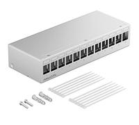 deleyCON 12 porte Patch Panel House 1U per moduli chiave 14,9 mm x 17 mm con moduli chiave ad esempio RJ45 spina coassiale spina BNC F spina antenna RJ-11 RCA Presa USB Toslink PS2 HDMI - Grigio