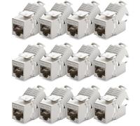 deleyCON 12x CAT 8 Modulo Jack Keystone Cavo Patch Cavo di Rete Ottimale per CAT8 CAT7 CAT7a Cavo di Installazione Connettore Schermatura STP Jack RJ45 Rete Pannello Patch Staffa Keystone Estensione