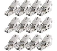 deleyCON 12x Connettore di Rete CAT 6a RJ45 con Connessione LSA per Cavi di Installazione Rigidi Schermati 10 Gbit/S Cavo LAN Connettore per Cavo di Rete CAT6a Alloggiamento in Metallo