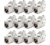 deleyCON 12x Modulo Keystone CAT7 - Compatibile con Cavi CAT7/CAT6/CAT6a - per Cavi Rigidi e Patch - Schermatura STP - Presa RJ45 fino a 1000 MHz e 10 Gbit/s - con Morsetto a Taglio (LSA)