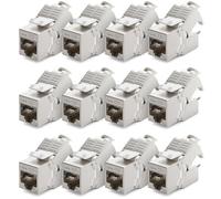 deleyCON 12x Modulo Keystone Jack CAT6a Cavo Patch Cavo di Rete Connettore Schermatura STP Presa di Rete RJ45 Patch Panel Estensione del Supporto Keystone