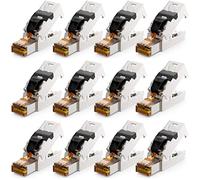 deleyCON 12x RJ45 Connettore 10 Gbit/s Senza Attrezzi Morsetto di Taglio LSA per LAN Ethernet Cavo di Posa - Per Cavi di Rete CAT6a CAT7 CAT7a CAT8 Cavo PoE Schermato Custodia in Metallo