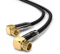deleyCON 15m Cavo Antenna SAT - 4K Ultra HD Full HD HDTV - Cavo Satellitare Coassiale - 2x Angolato - Connettore F (90°) a Connettore F (90°) - Connettori in Metallo - Nero