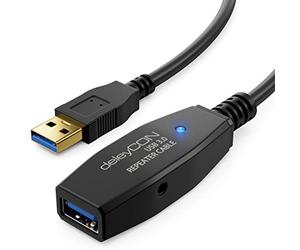 deleyCON 15m Cavo Attivo USB 3.0 Prolunga Attiva con 2 Amplificatore di Segnale USB3.0 Ripetitore Cavo di Prolunga USB3.0 PC Stampante Scanner per Computer Nero