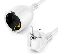 deleyCON 15m Cavo di Prolunga con Spina Tipo F (CEE 7/7) Angolato a 90° a Spina (CEE 7/3) - Cavo di Alimentazione per TV, PC, Computer, Proiettore - Bianco