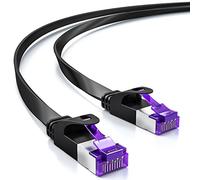 deleyCON 15m Cavo di rete Piatto Cat7 RJ45 10 Gbit/s LAN - Nero | Cavo patch Ethernet RJ45, cavo piatto per installazione, per internet, switch, router, modem e pannello di permutazione