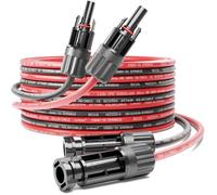 deleyCON 15m PV4 Set di Cavo Prolunghe 4mm² per Impianti Fotovoltaici - Cablaggio Seriale e Parallelo - 1kV AC 1,5kV DC - Resistente Agli Agenti Atmosferici e ai Raggi UV IP68 - Rosso Nero