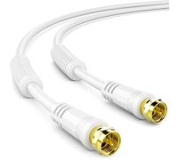 deleyCON 15m SAT TV Cavo Antenna Cavo Coassiale HDTV Quad Shield DVB-S DVB-S2 Radio DAB Guaina Current Filter Ferrite Core - Bianco