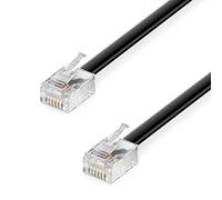 deleyCON 15m Telefonico RJ11 Cavo Modulare 6P4C Cavo Occidentale RJ11 su Connettore RJ11 Cavo Piatto Presa Telefonica Modem Router Fax ISDN DSL VDSL Internet Nero