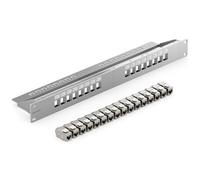 deleyCON 16 Porto Pannello Delle Patch Set Modulare 1 IU 19" Pollici Montaggio Rack + 16x RJ45 Keystone Moduli CAT6a Compatibile con CAT5 CAT6 CAT7 LAN Cavi di Rete Cavi di Posa Grigio