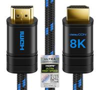 deleyCON 1m 8K HDMI 2.1b Cavo (48G, ULTRA Highspeed) Certificato, 8K@60Hz 4K@120Hz 2K@144Hz/165Hz EARC HDCP 2.3/2.2 - per DTS:X HDR Dinamico Dolby Atmos TV PS5 Xbox Soundbar Monitor