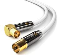 deleyCON 1m Cavo Antenna TV 4K Coassiale - 4K Ultra HD Full HD HDTV - 1x Spina IEC Angolata 90° a Presa IEC Dritta - TV Radio DVB-T2 - Connettori in Metallo - Bianco