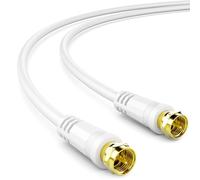 deleyCON 1m Cavo Antenna TV Coassiale HDTV Schermatura Quadrupla DVB-S DVB-S2 Radio DAB Connettori Metallici Dorati - Bianco