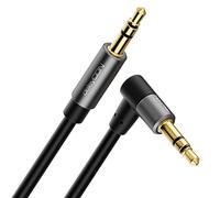 deleyCON 1m Cavo Audio AUX Stereo Jack 3,5 mm - Connettore Angolato e Connettori in Metallo - per Smartphone, Tablet, Cuffie, Hi-Fi, Ricevitore (extra Sottile e Flessibile)