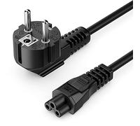 deleyCON 1m Cavo di Alimentazione Cavo di Rete Cavo di Corrente Spina con Impianto di Terra Tipo F (CEE 7/4) 90° a IEC C5 Femmina 2,5 Amp Trifoglio TV Monitore Schermo Laptop - Nero