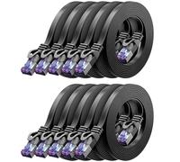 deleyCON 1m Cavo di rete Piatto CAT7 10 Gbit/s, 10 Pezzi - Nero | Cavo patch Ethernet RJ45 lungo e piatto, Gigabit LAN, per internet, switch, router, modem e pannello di permutazione