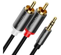 deleyCON 1m Cavo Jack a Cinch RCA 3,5mm Cavo Audio Adattatore Smartphone a Ricevitore HiFi 3,5mm AUX Jack a Connettore Cinch (Extra Sottile & Flessibile)