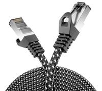 deleyCON 1m Cavo LAN CAT7 - Cavo di Rete con Guaina in Rame e Nylon - Cavo Patch RJ45 AWG27 600 MHz 10 Gbit/s S-FTP (PIMF) Cavo Ethernet per Router Internet DSL - Nero