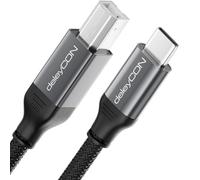 deleyCON 1m Cavo Stampante USB C (per Stampante, Scanner, MIDI) Cavo USB-C su B Intrecciato + Spina in Metallo per Epson HP Samsung Canon Brother iPhone 17 16 15 Notebook Tablet PC MacBook