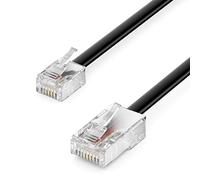 deleyCON 1m Cavo Telefonico RJ11 a RJ45 Cavo Modulare Cavo Piatto da Connettore RJ11 a Connettore di Rete RJ45 Presa Telefonica Modem Router Fax ISDN DSL VDSL Internet Nero