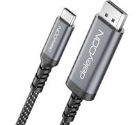 deleyCON 1m Cavo USB-C a DisplayPort (4K@60Hz, 2K@165Hz) - per Monitor DisplayPort - Compatibile con MST e Thunderbolt 3/4 - per iPhone 17/16/15, Notebook, MacBook, iPad Pro/Air, Galaxy S25/S24