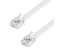 deleyCON 1m Linea Telefonica - RJ11 Cavo Modulare 6P4C Western - 2x Connettore RJ11 con Flat per Presa Telefono Modem Router Fax ISDN DSL VDSL Internet Bianco