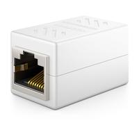deleyCON 1x Adattatore RJ45 (1000 Mbit) - Giunto per Prolungare Cavi LAN Gigabit - Connettore Ethernet Compatibile con Cavi Cat8, Cat7, Cat6, Cat5 - Supporta DSL e PoE - 2 Porte RJ45 Femmina - Bianco