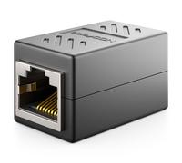 deleyCON 1x Adattatore RJ45 (1000 Mbit) - Giunto per Prolungare Cavi LAN Gigabit - Connettore Ethernet Compatibile con Cavi Cat8, Cat7, Cat6, Cat5 - Supporta DSL e PoE - 2 Porte RJ45 Femmina - Nero
