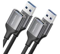 deleyCON 2 cavi di prolunga USB 3.0 da 3,0 m, prolunga da 5 Gbps, spina A a presa A, spina in alluminio + cavo dati in nylon per tastiera, lettore di schede, stampanti, scanner, fotocamera, ecc.