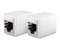 deleyCON 2 connettori RJ45 (10 Gbps) LAN, cavo di rete Ethernet, compatibili con Cat8, Cat7, Cat6, Cat5, LAN DSL POE, 2 prese RJ45, colore: bianco