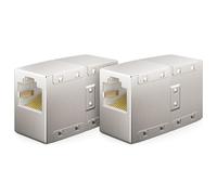 deleyCON 2 Pezzi Accoppiatore RJ45 (1000 Mbit) Gigabit Prolunga del Cavo LAN Cavo di Rete Ethernet Adattatore Connettore Compatibile con Cat8, Cat7, Cat6, Cat5 Cavo Patch LAN DSL POE Presa RJ45 2X