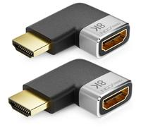 deleyCON 2 Pezzi Adattatore HDMI Connettore di Accoppiamento 8K@60Hz / 4K@120Hz UHD 7680x4320 Alluminio HDMI 2.1 ARC HDR10+ Dolby Vision VRR ALLM 48Gbps ad Angolo Retto Grigio Nero