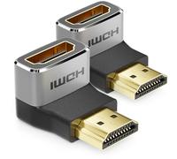 deleyCON 2 Pezzi Adattatore HDMI Connettore di Accoppiamento 8K@60Hz / 4K@120Hz UHD 7680x4320 Alluminio HDMI 2.1 ARC HDR10+ Dolby Vision VRR ALLM 48Gbps 90° Angolato Grigio Nero