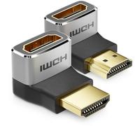 deleyCON 2 Pezzi Adattatore HDMI Connettore di Accoppiamento 8K@60Hz / 4K@120Hz UHD Alluminio HDMI 2.1 ARC HDR10+ Dolby Vision VRR ALLM 48Gbps 90° / 270° Angolato Grigio Nero