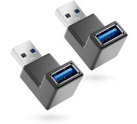 deleyCON 2 Pezzi Adattatore USB 3.0 Angolato - Adattatore a 90° - A Maschio a A Femmina - Compatibile con Tutti i Cavi USB - Gestione Ottimale Dei Cavi